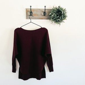 Allsaints Burgundy Red Ribbed Merino Wool Sweater XS